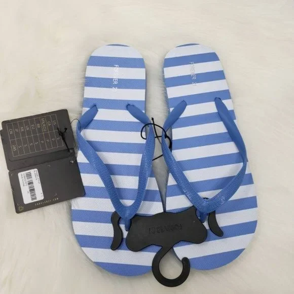 Forever 21 Shoes New Womens Flip Flops Blue Stripe Sz S 56